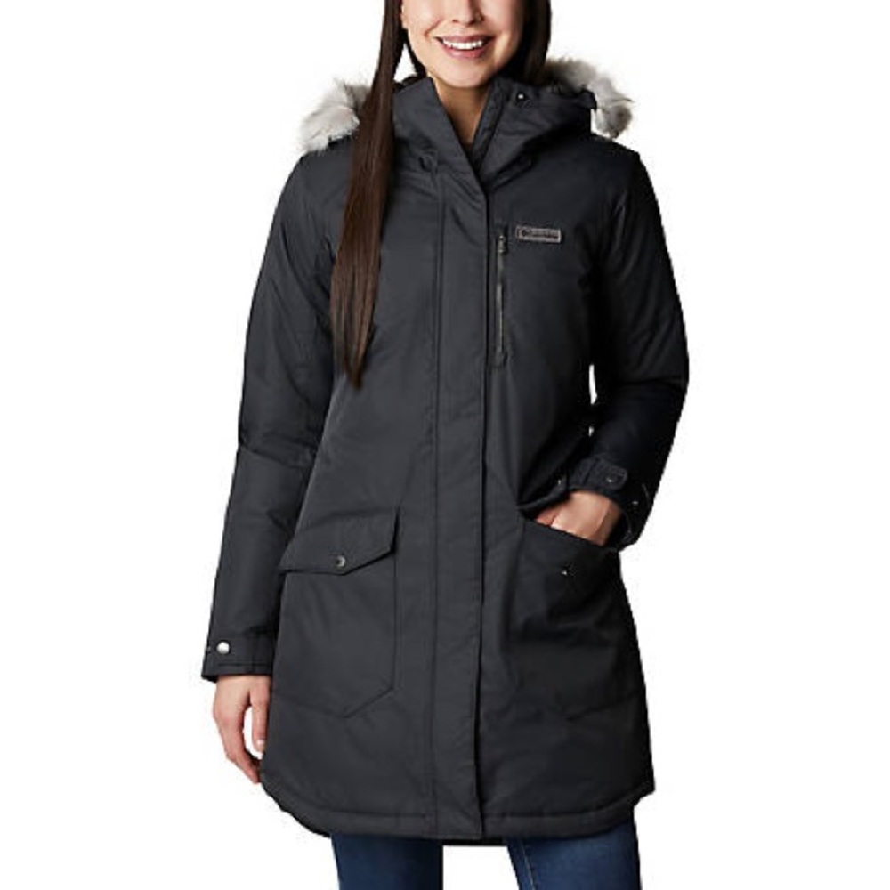 Black long Columbia winter jacket ladies size M